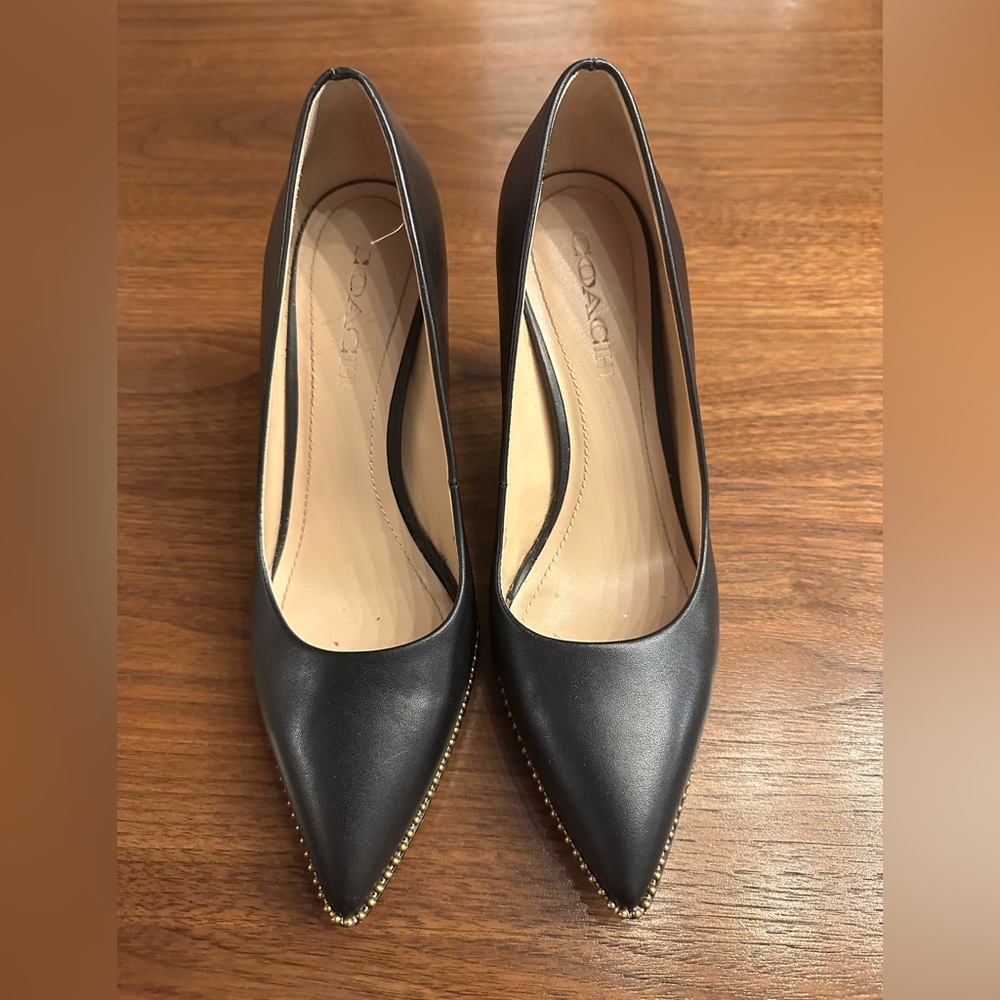 Coach black leather pumps